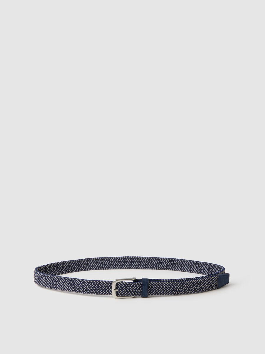 Multicolour braided belt with metal buckle_0