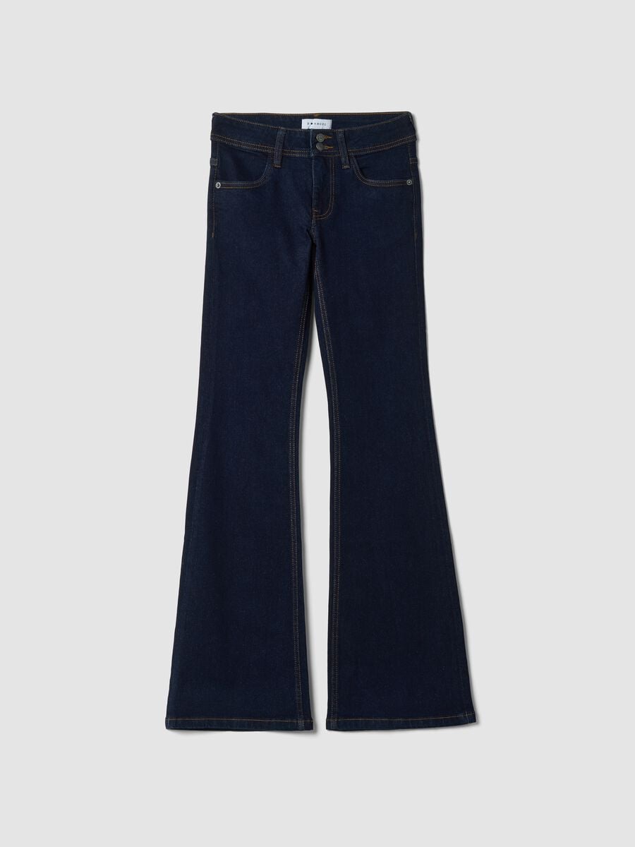Blue flared stretch-cotton jeans_0