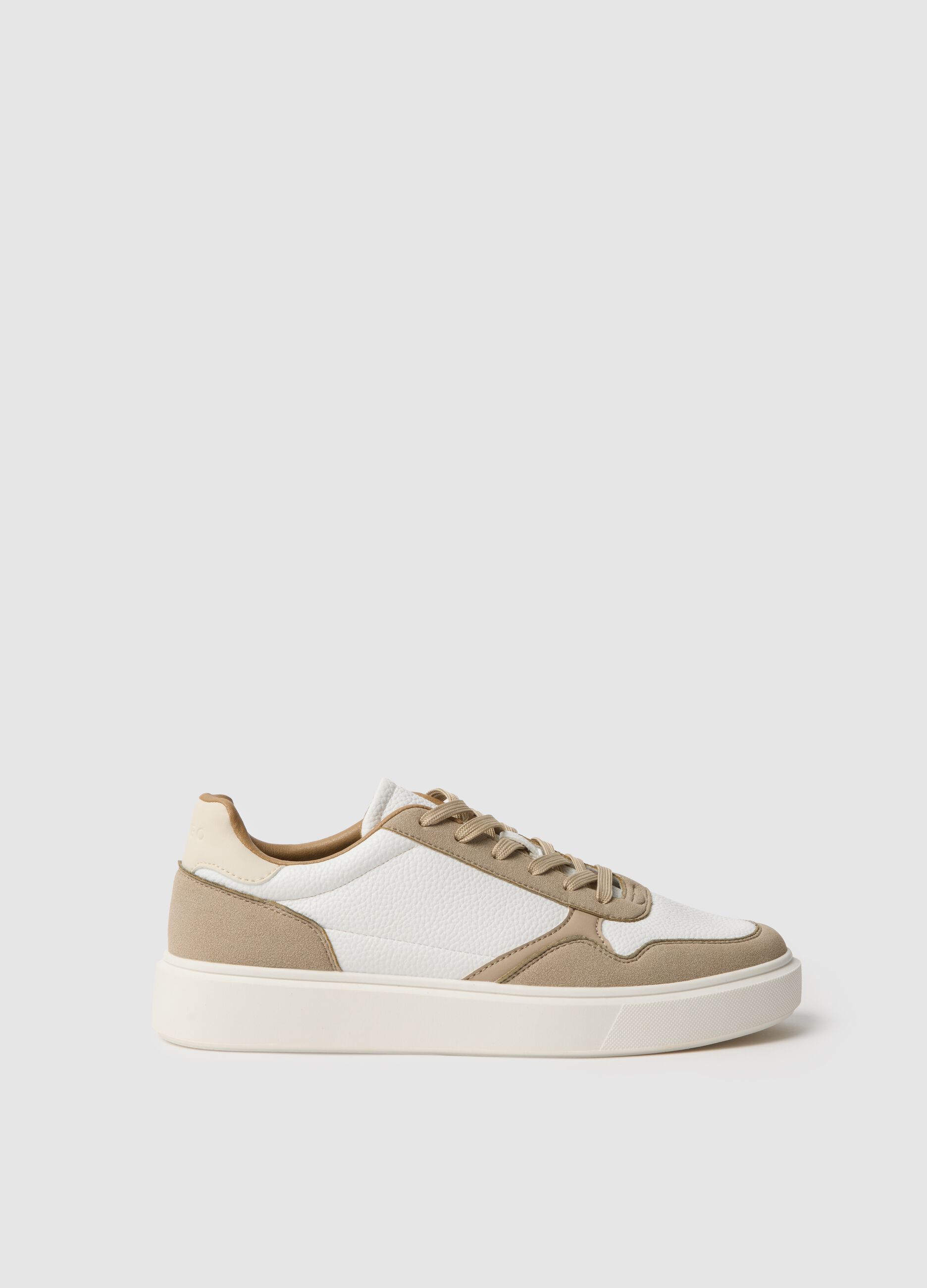 Beige and White Bicolor Sneakers
