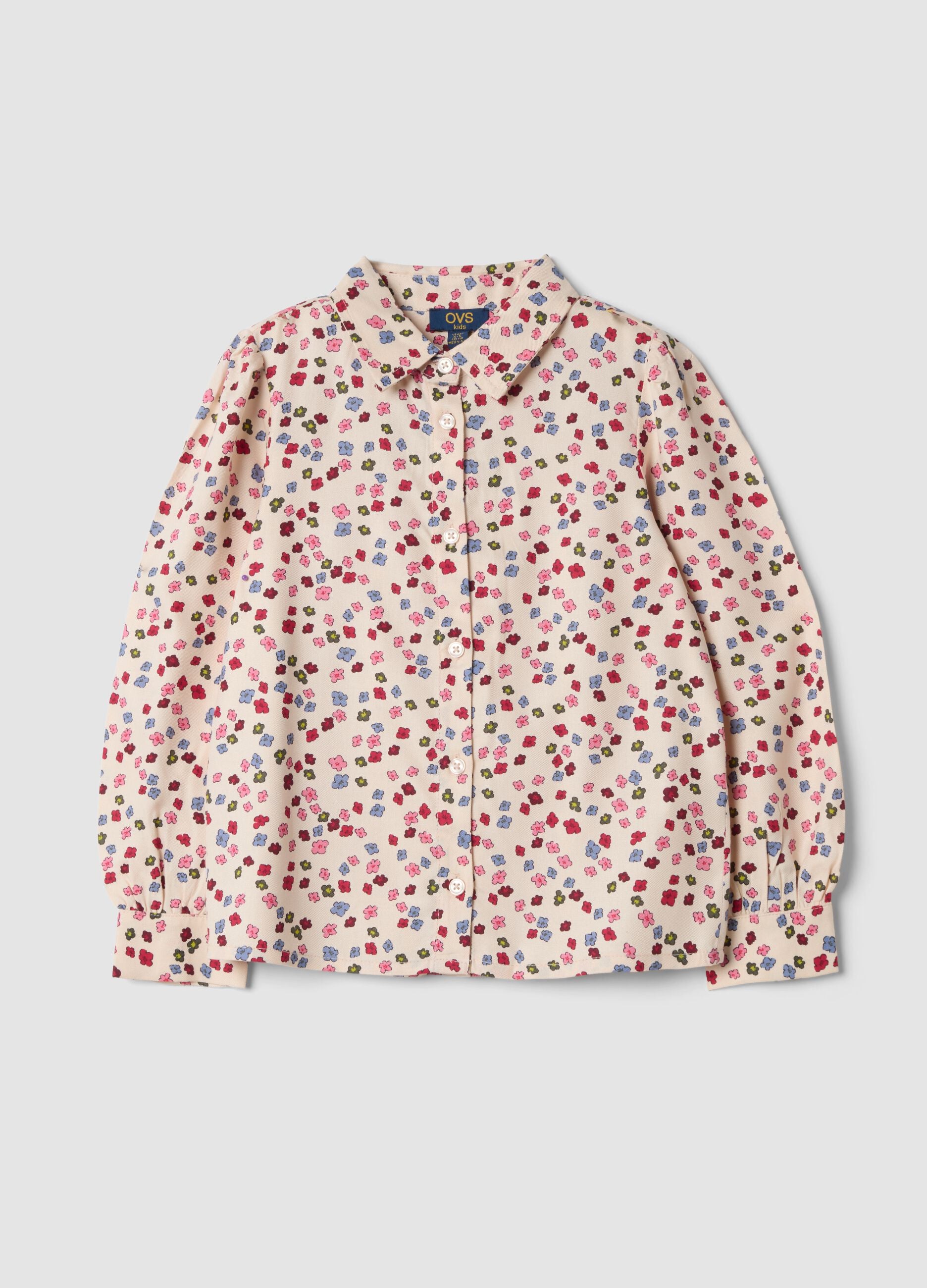 Multicolour pure viscose floral print shirt, regular fit