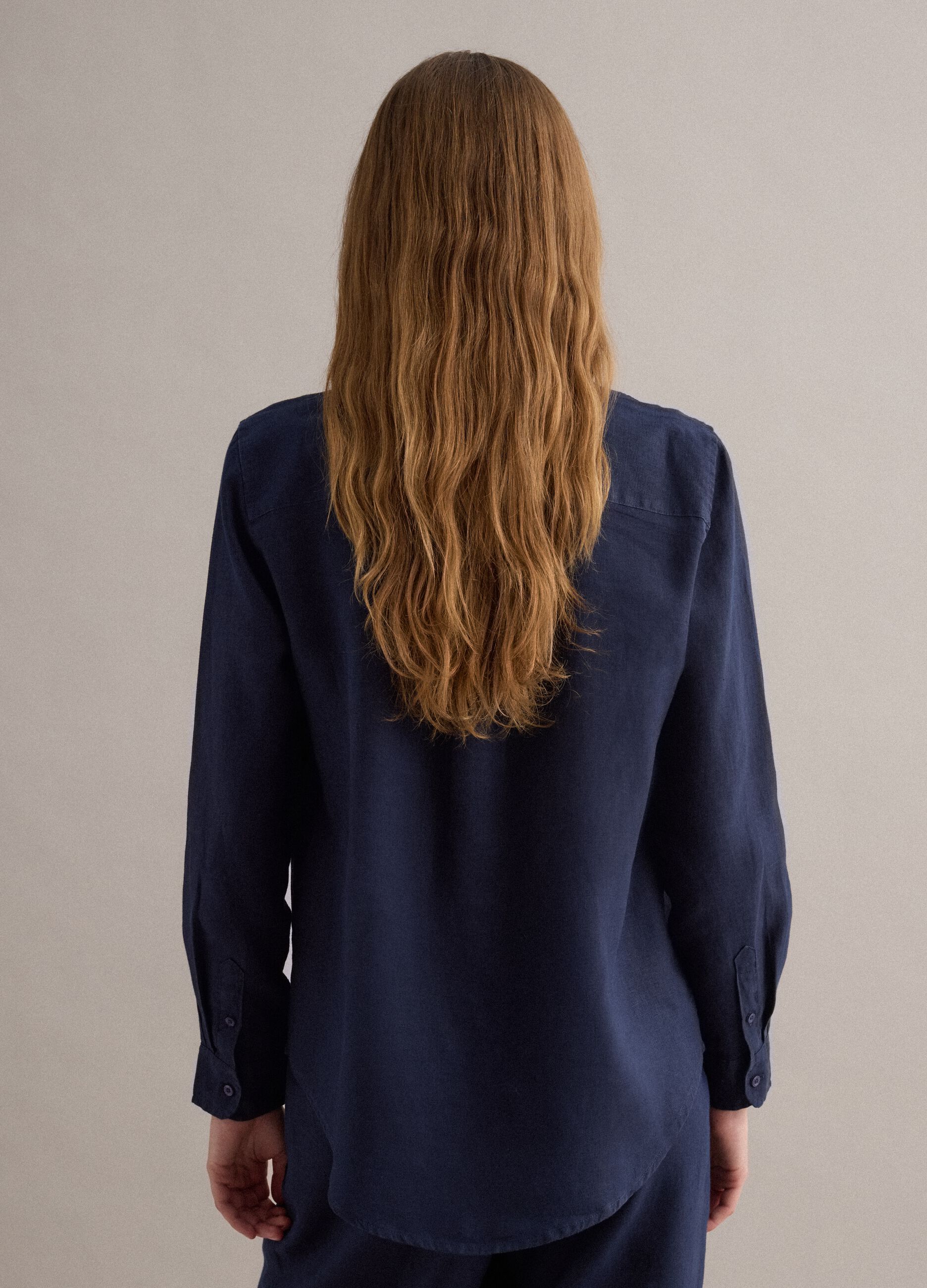 Pure blue linen shirt regular fit