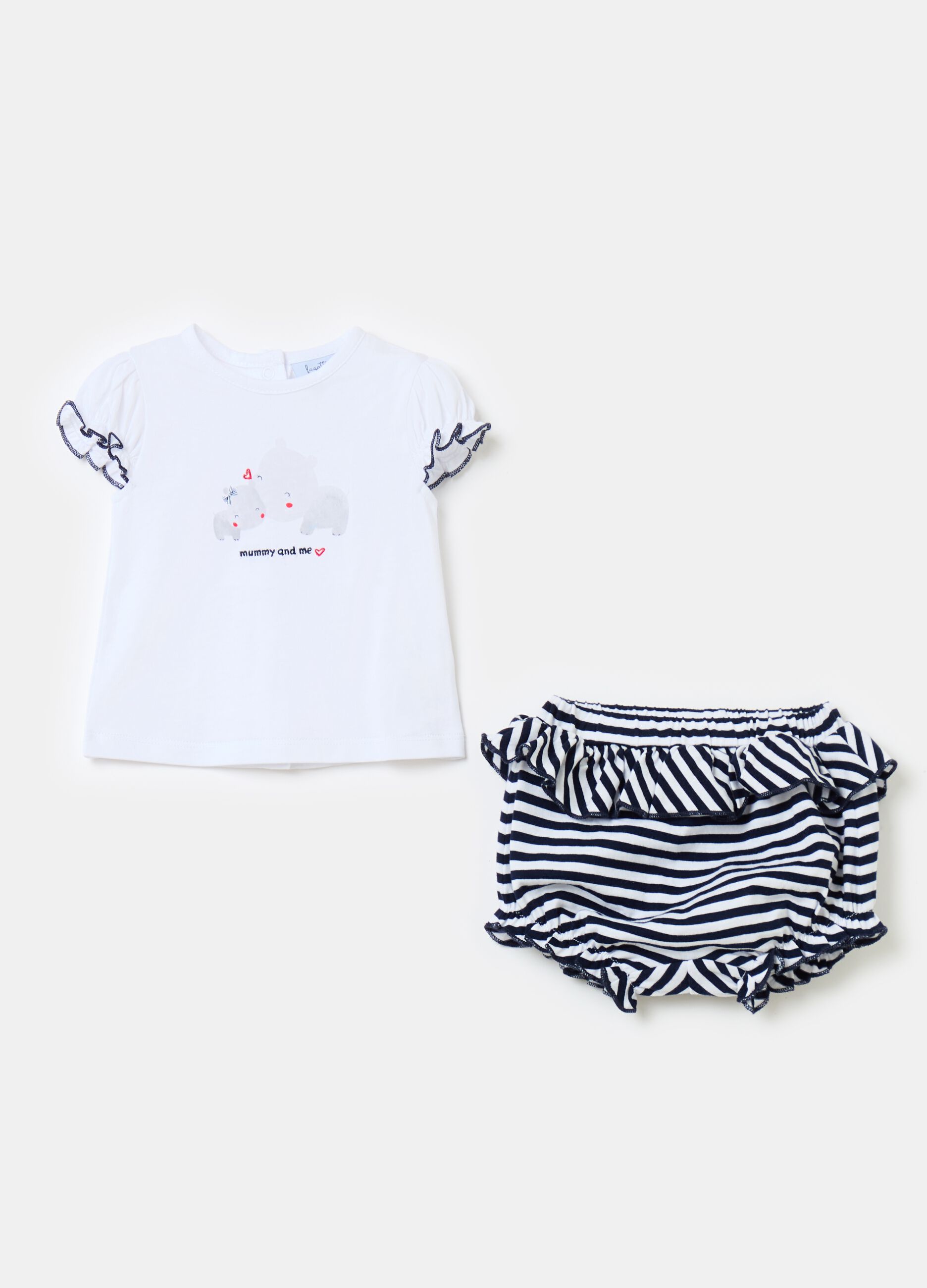 T-shirt and French knickers set in organic cotton