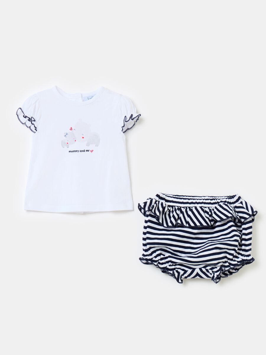 T-shirt and French knickers set in organic cotton_0