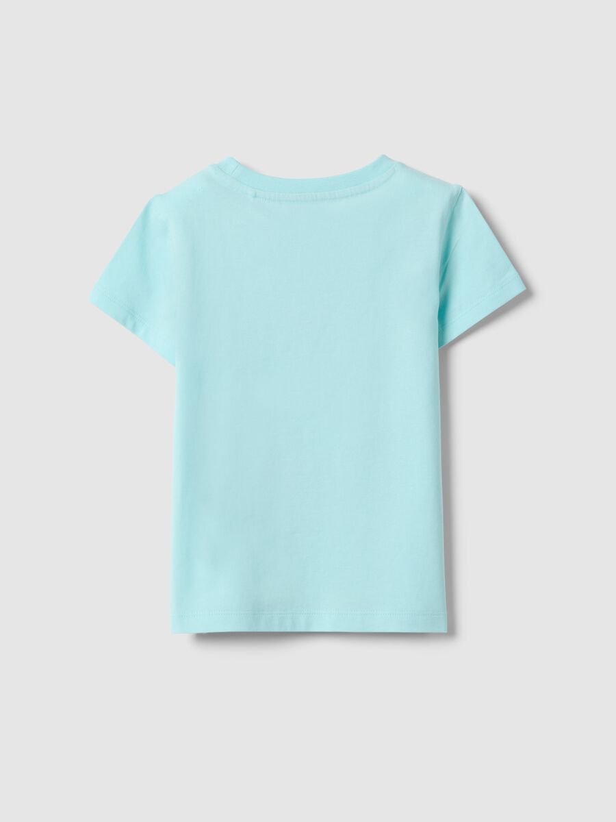 Girls' pure cotton blue T-shirt, regular fit with print_1