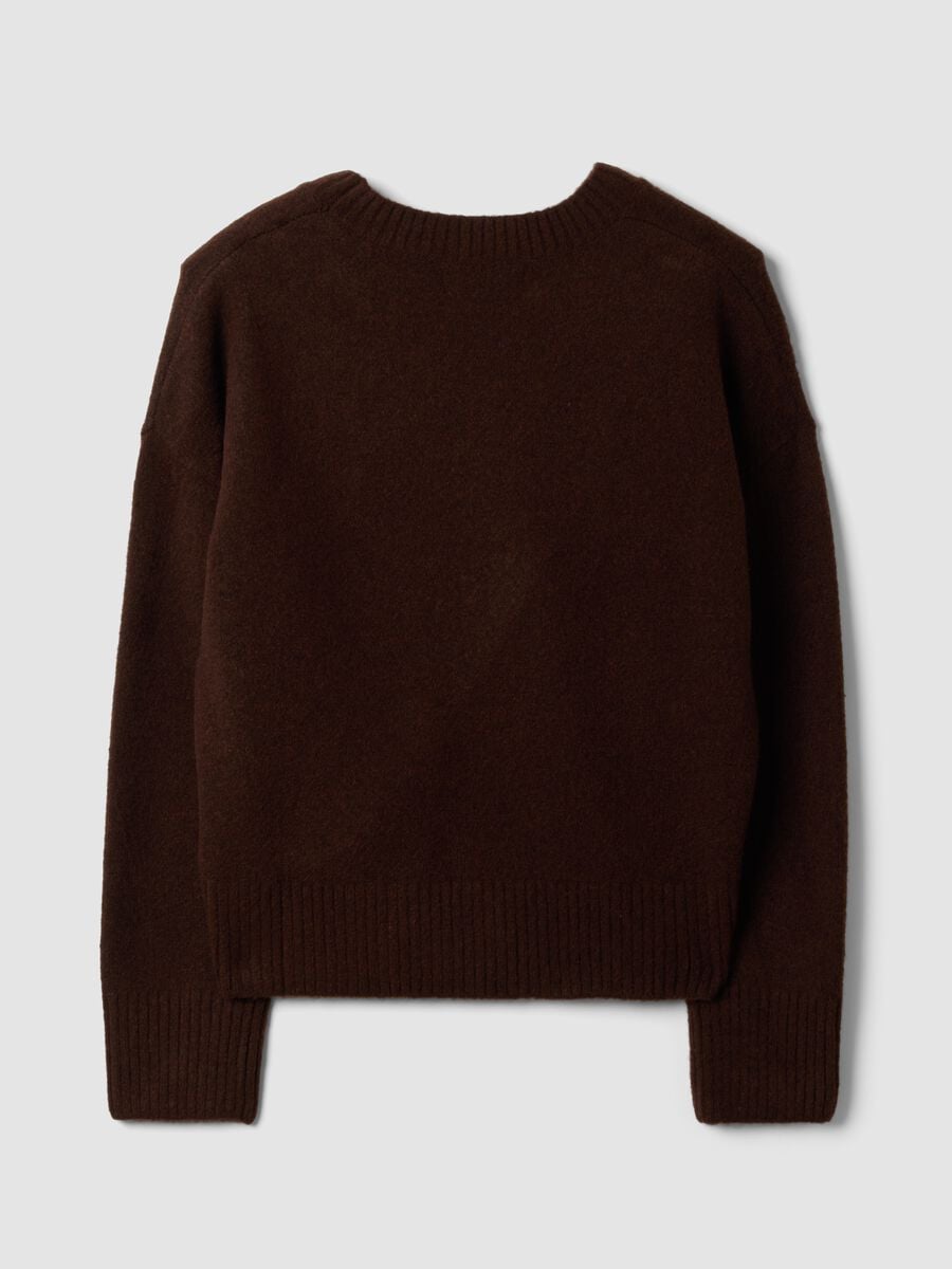Dark brown crew-neck stretch wool jumper_1