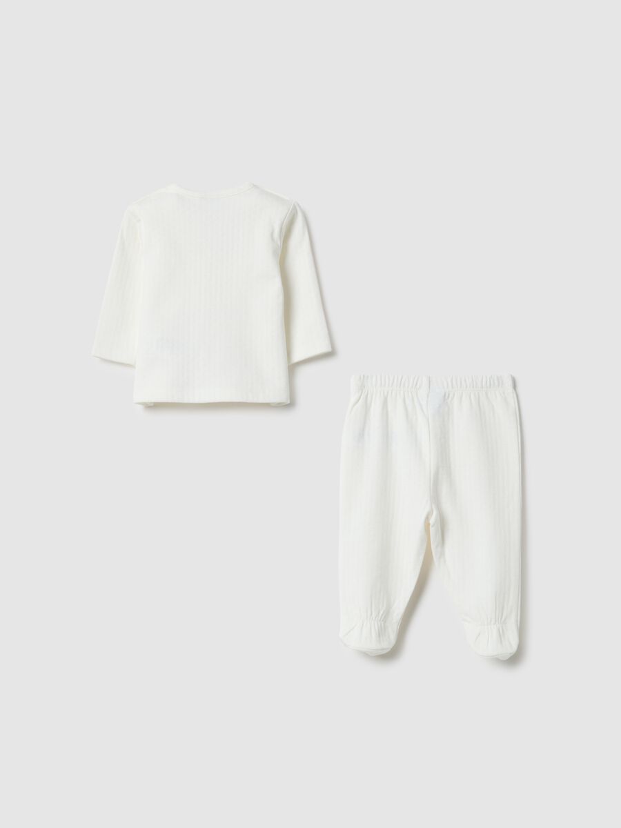 White pure cotton sweatshirt and trouser set for newborns with embroidery_1