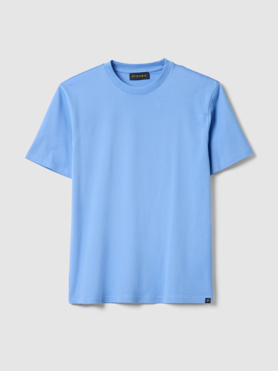 Hellblaues Rundhals-T-Shirt aus reiner Baumwolle mit lockerem Sitz_4
