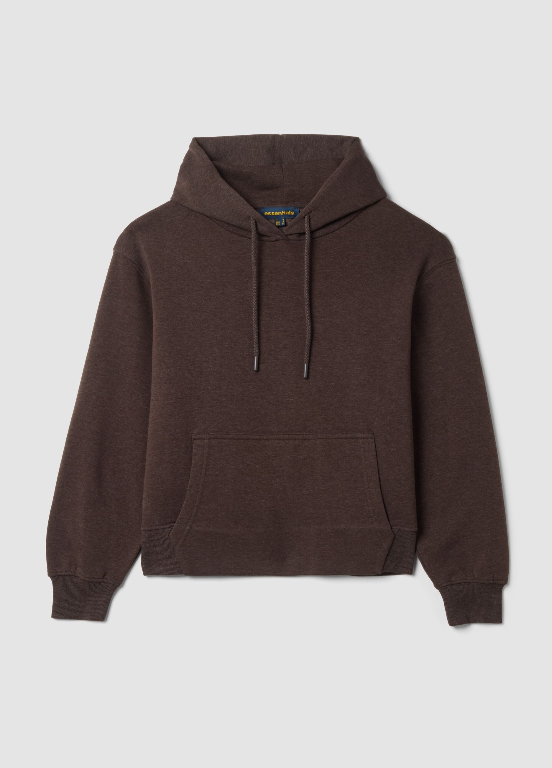 Sweatshirt castanha com capuz em fleece de mistura de algod&atilde;o, corte regular