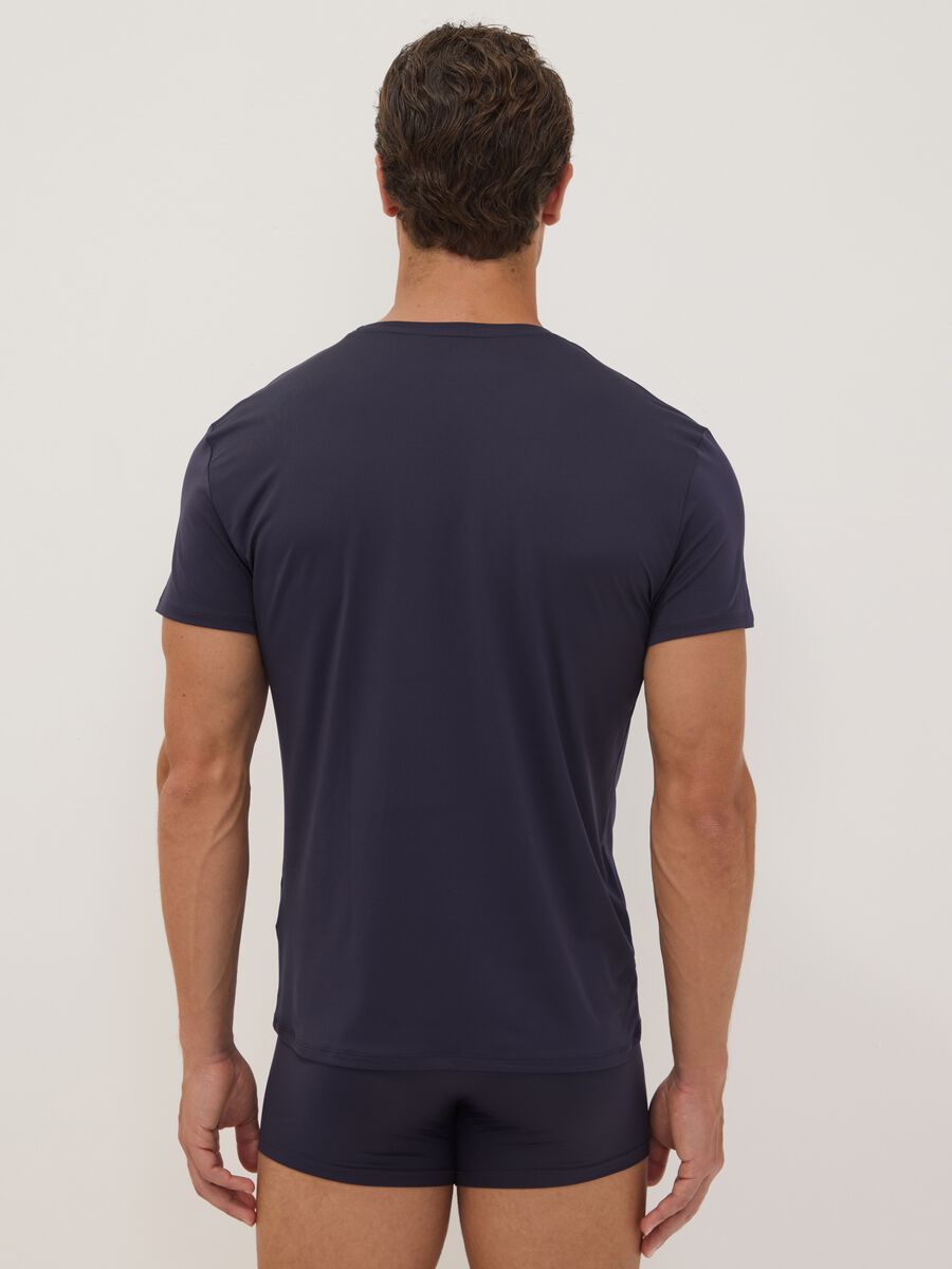 2er-Pack blaue T-Shirts aus elastischer Mikrofaser, Regular Fit_2