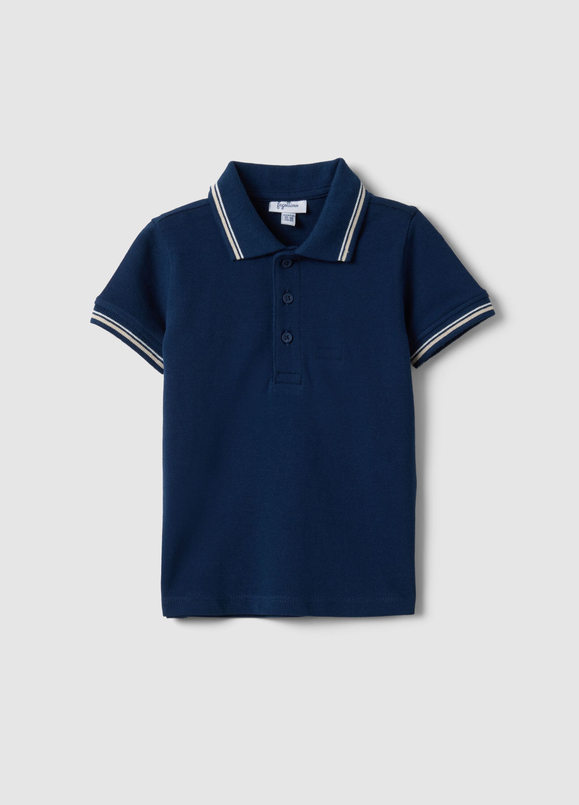 Kid's regular fit blue short sleeve pure cotton polo shirt