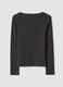 T-shirt nera in viscosa elasticizzata con girocollo_6