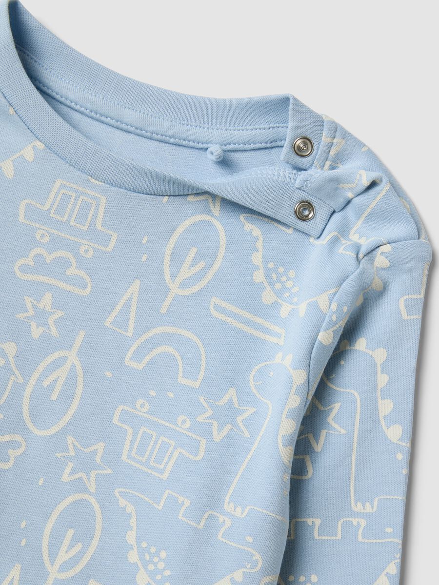 Pyjama bleu clair en pur coton bio &agrave; col rond pour b&eacute;b&eacute; et tout-petit_2