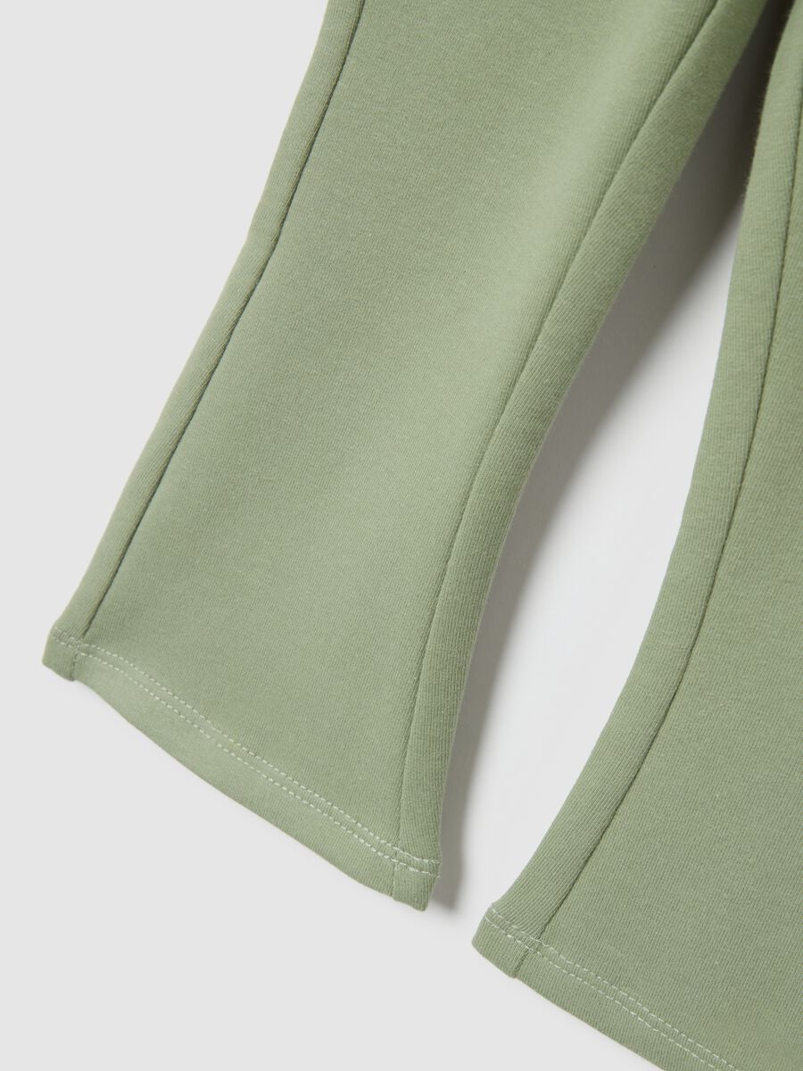 Girls' green slim fit elasticated cotton treggings_3