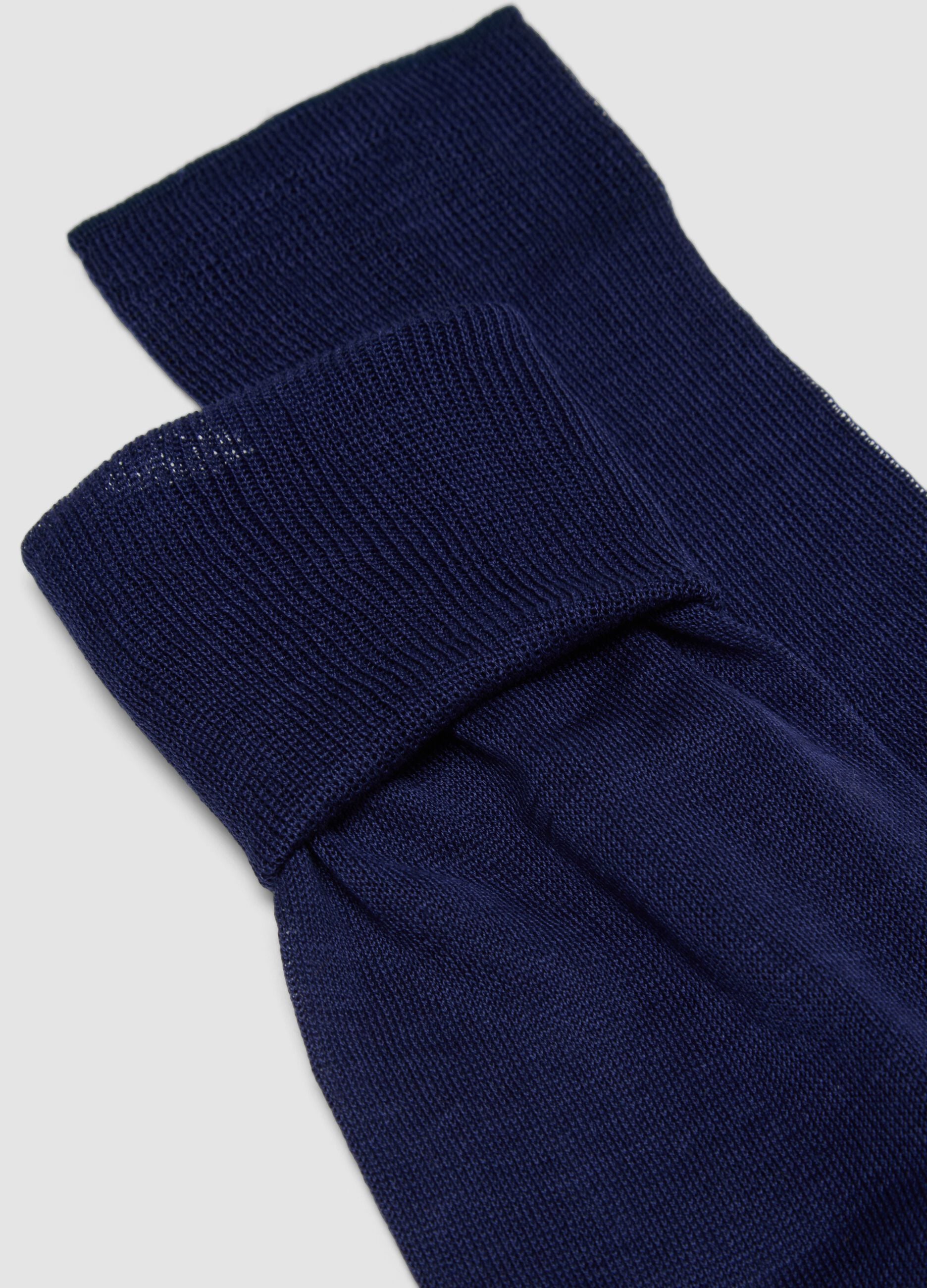 Navy long socks in pure cotton