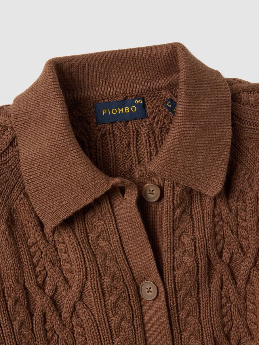 Regular fit brown pure cotton cardigan_5