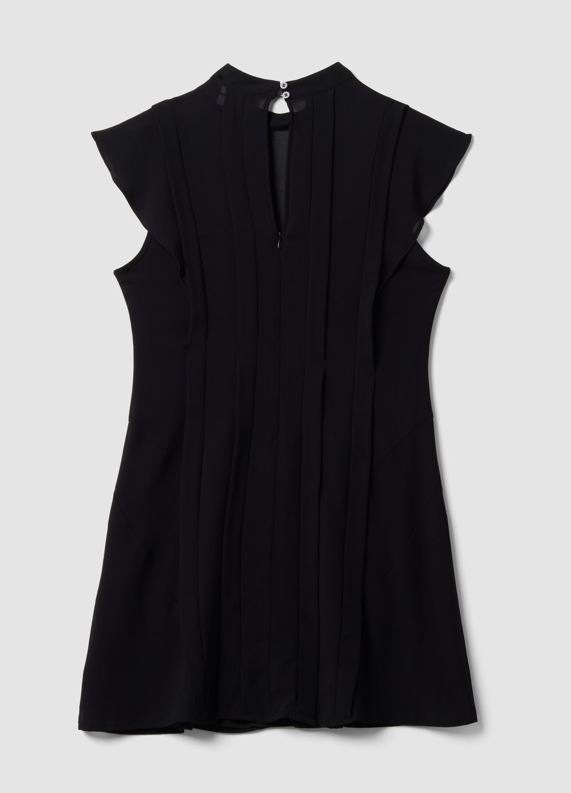 Black relaxed-fit dress with short ruffle sleeves