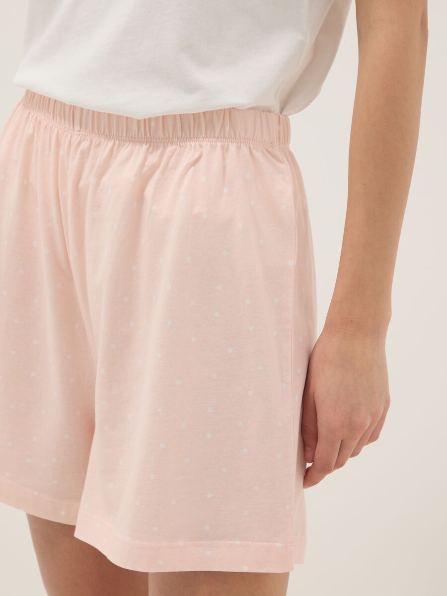 Rosa gepunktete Pyjamashorts aus reiner Baumwolle im Regular Fit_3