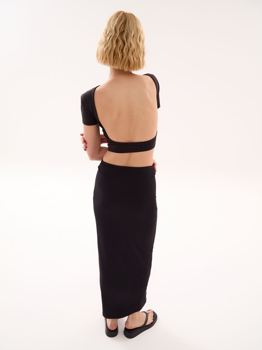 Cropped T-shirt Backless Black_2