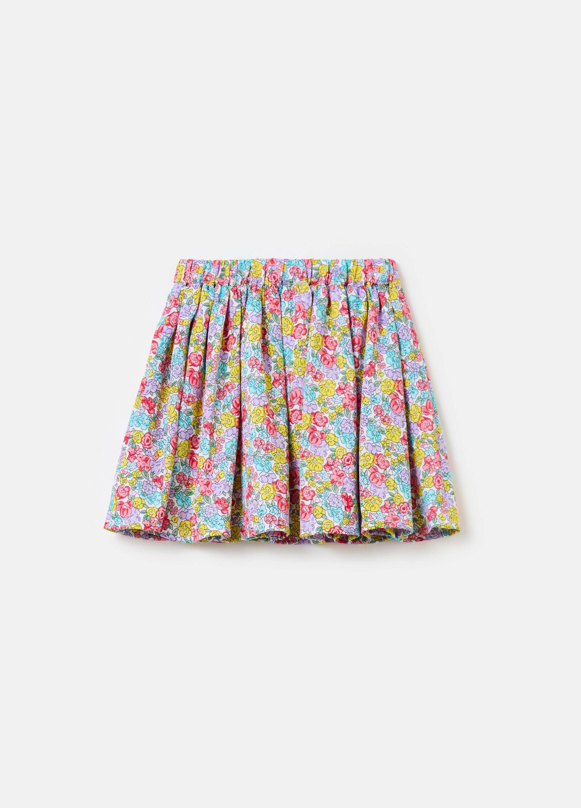 Short skirt with flowers print