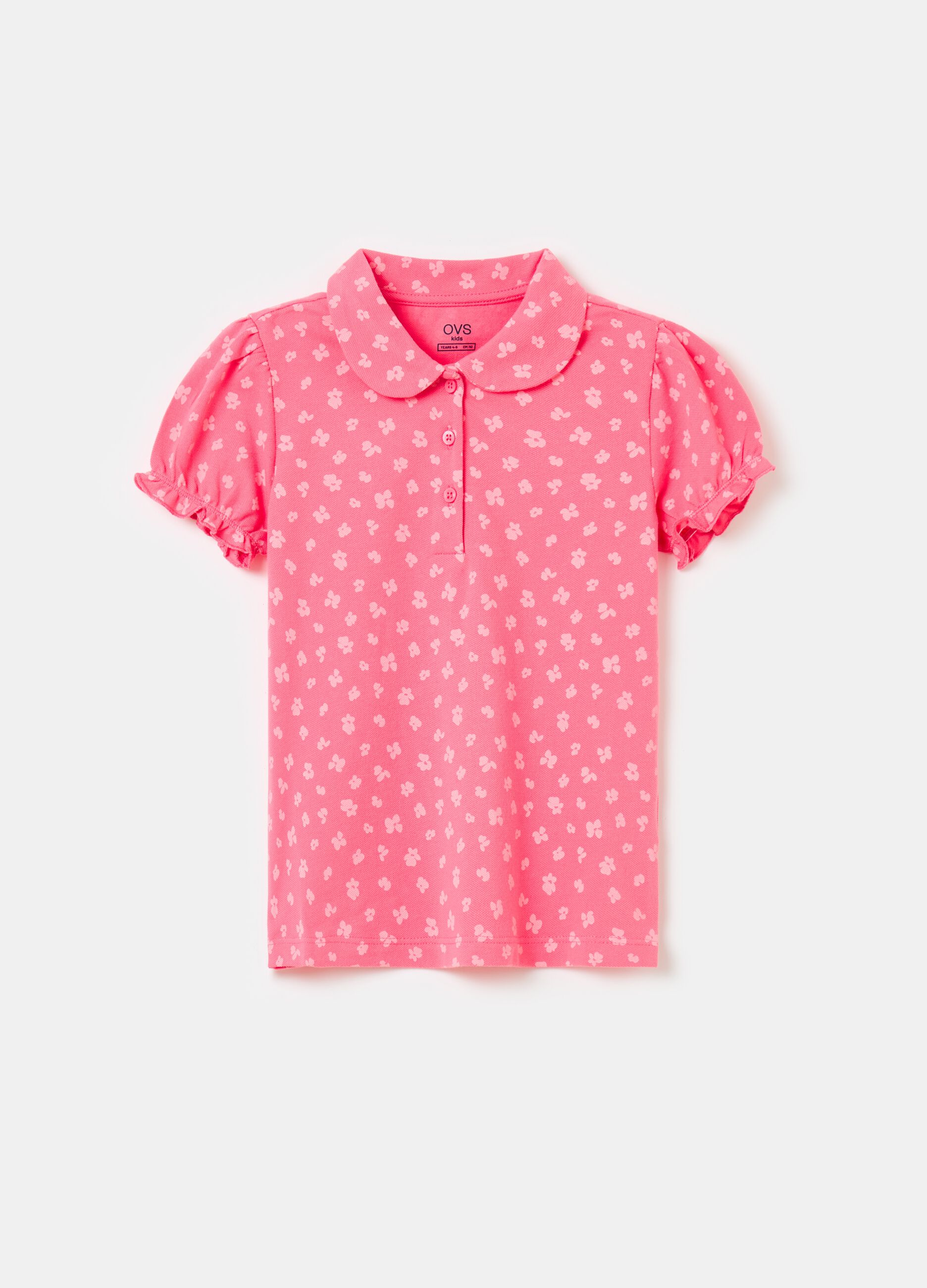 Polo shirt with all-over small flowers print