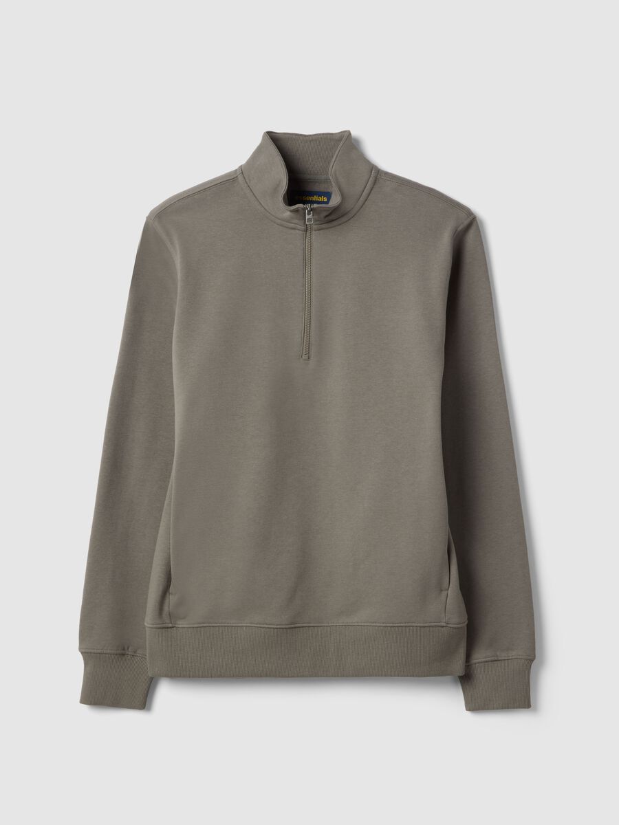 Grey cotton blend sweatshirt regular fit with half zip_0