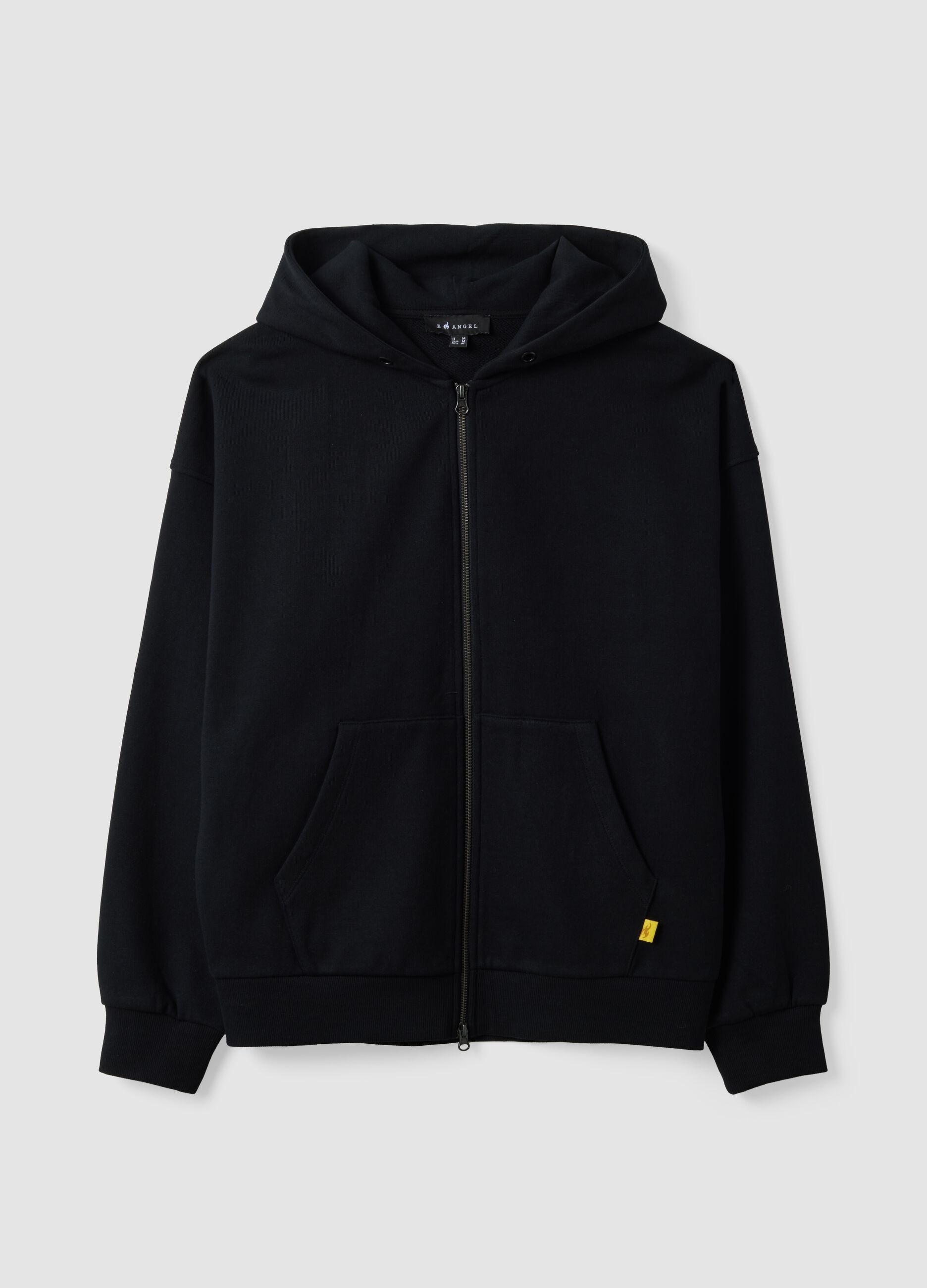 Black pure cotton cropped hoodie with oversized fit