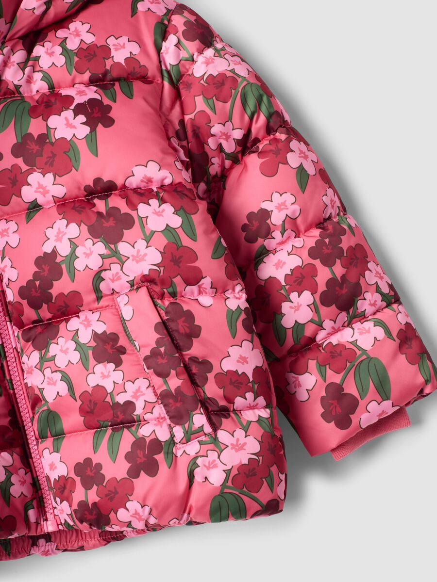 Girls&rsquo; multicoloured floral padded jacket with detachable hood_3