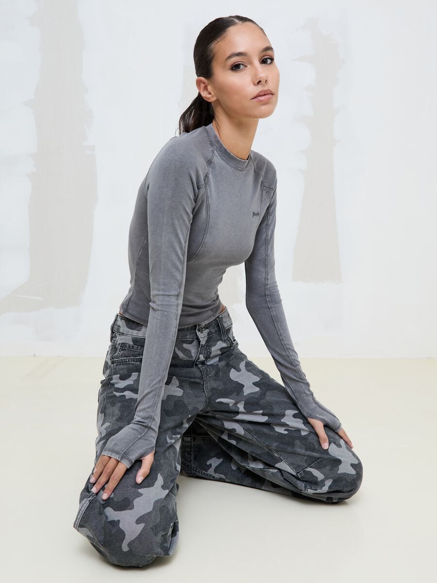 Seamed Long Sleeve Washed Grey_0