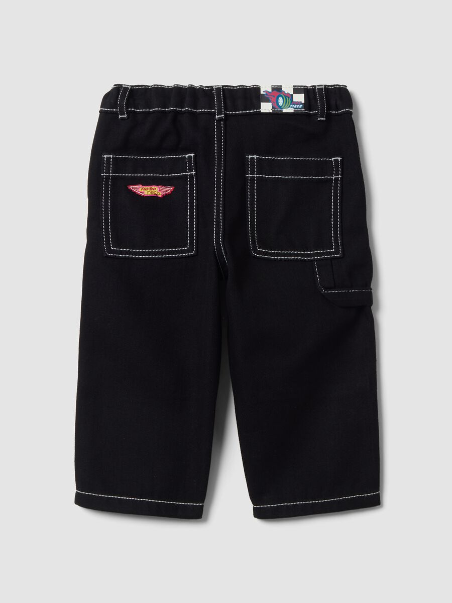 Black carpenter trousers in cotton-viscose blend, comfort fit, for baby boy_1