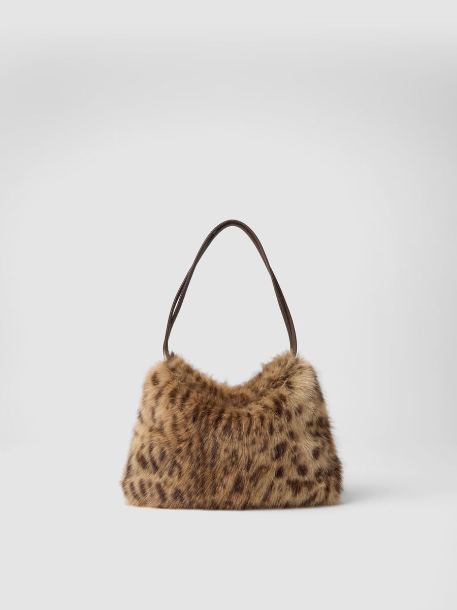 Borsa marrone a spalla con fantasia animalier_0