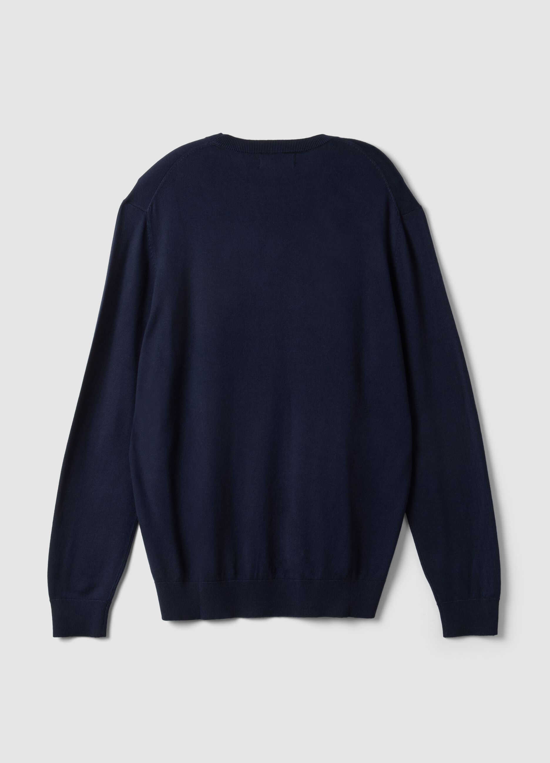 Navy crew-neck jumper in viscose blend, regular fit