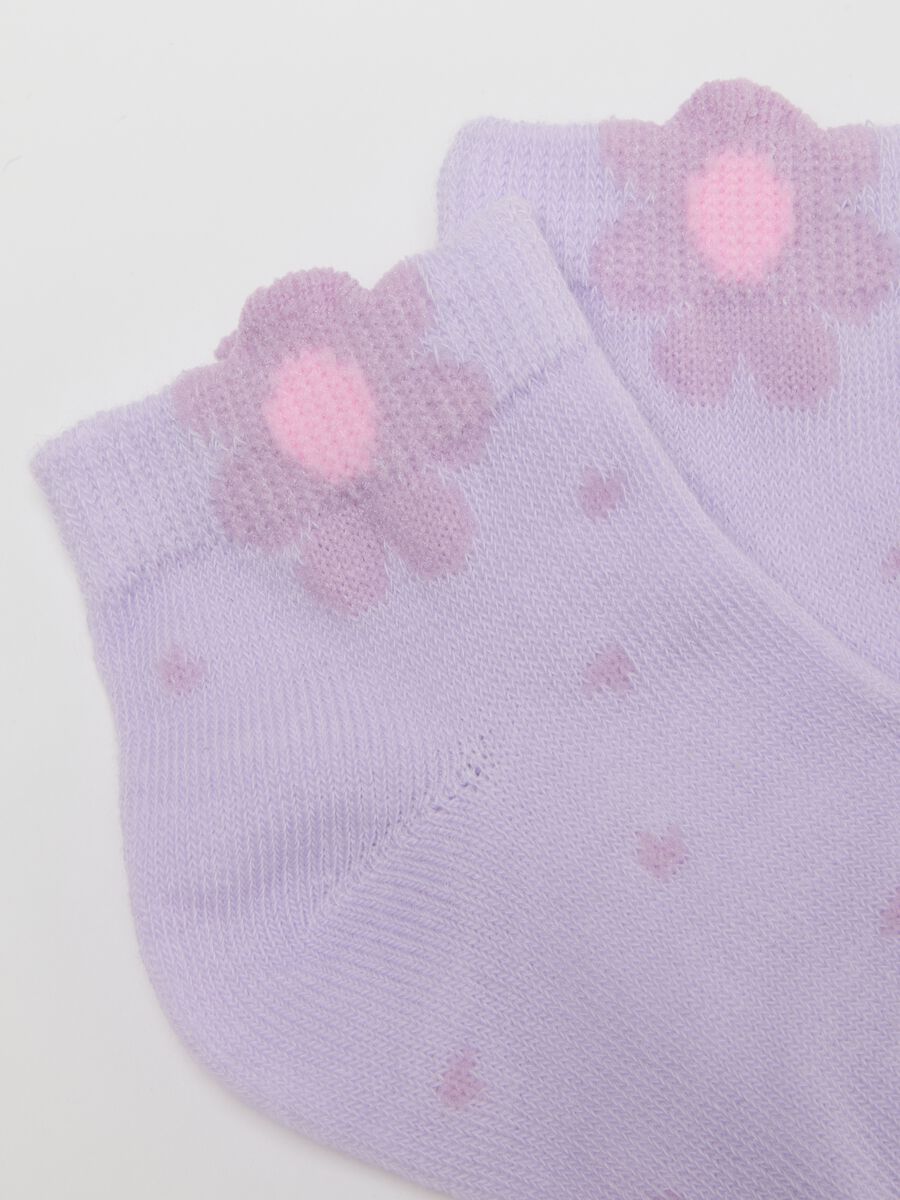 Pack of multicoloured short cotton blend baby socks with flowers_1