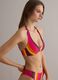 Multicolour triangle bikini top in stretch fabric_0