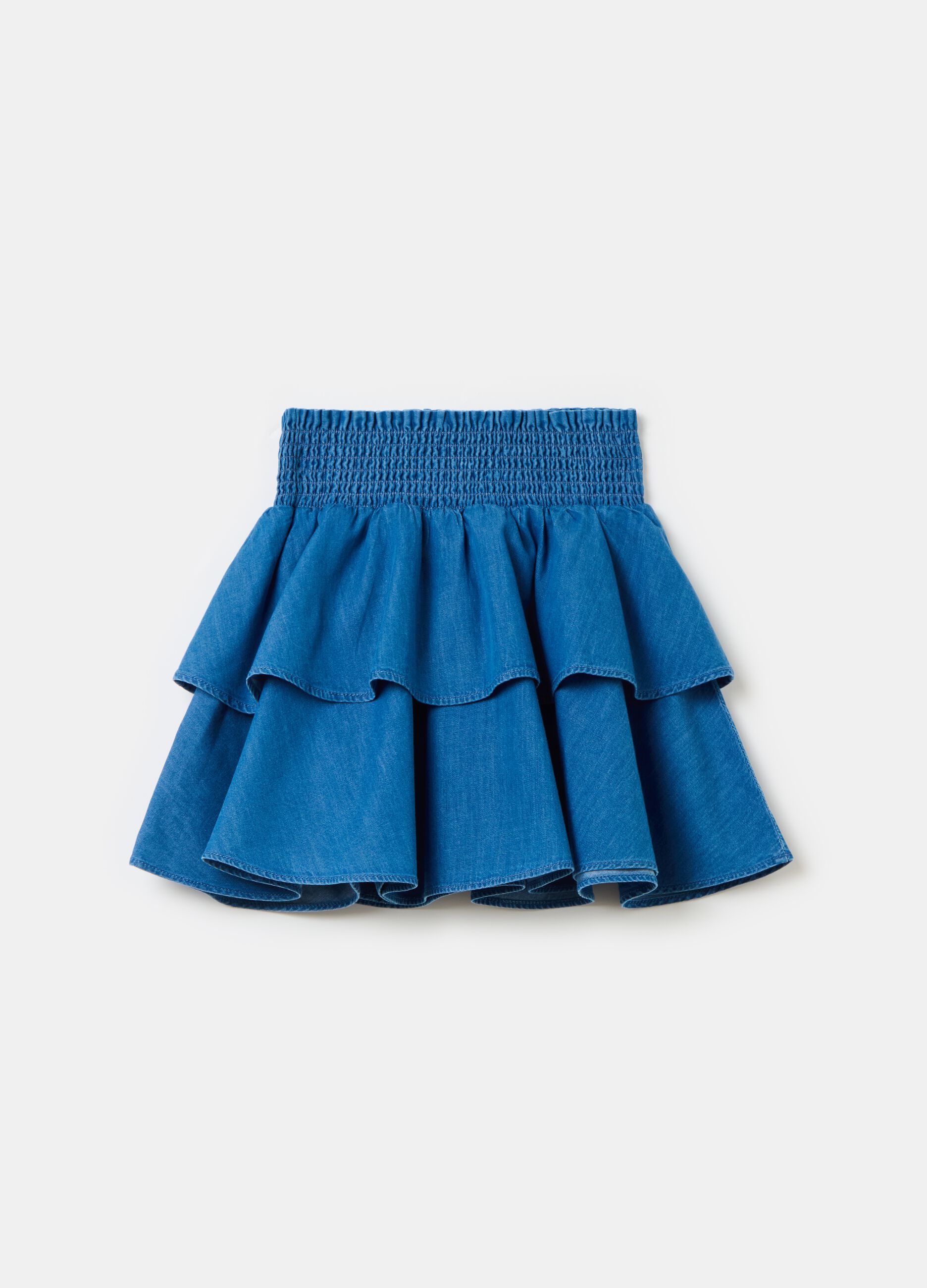 Denim skirt with flounce