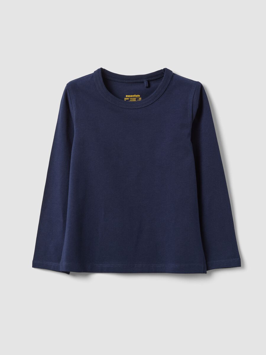 Blaues Langarm-T-Shirt aus Stretch-Baumwolle_0