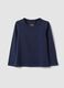 Blaues Langarm-T-Shirt aus Stretch-Baumwolle_0