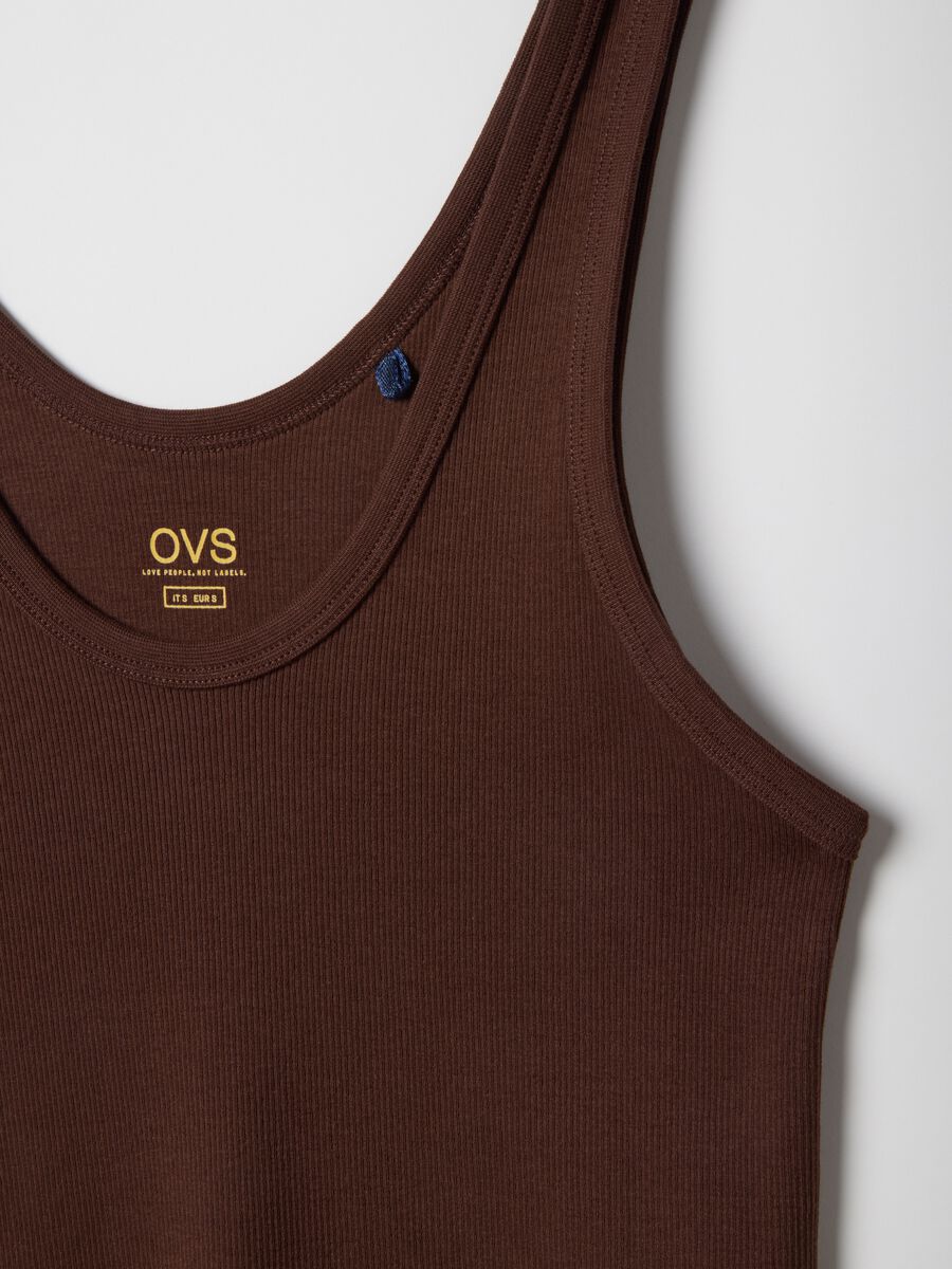 Canotta in cotone elasticizzato marrone regular fit_1