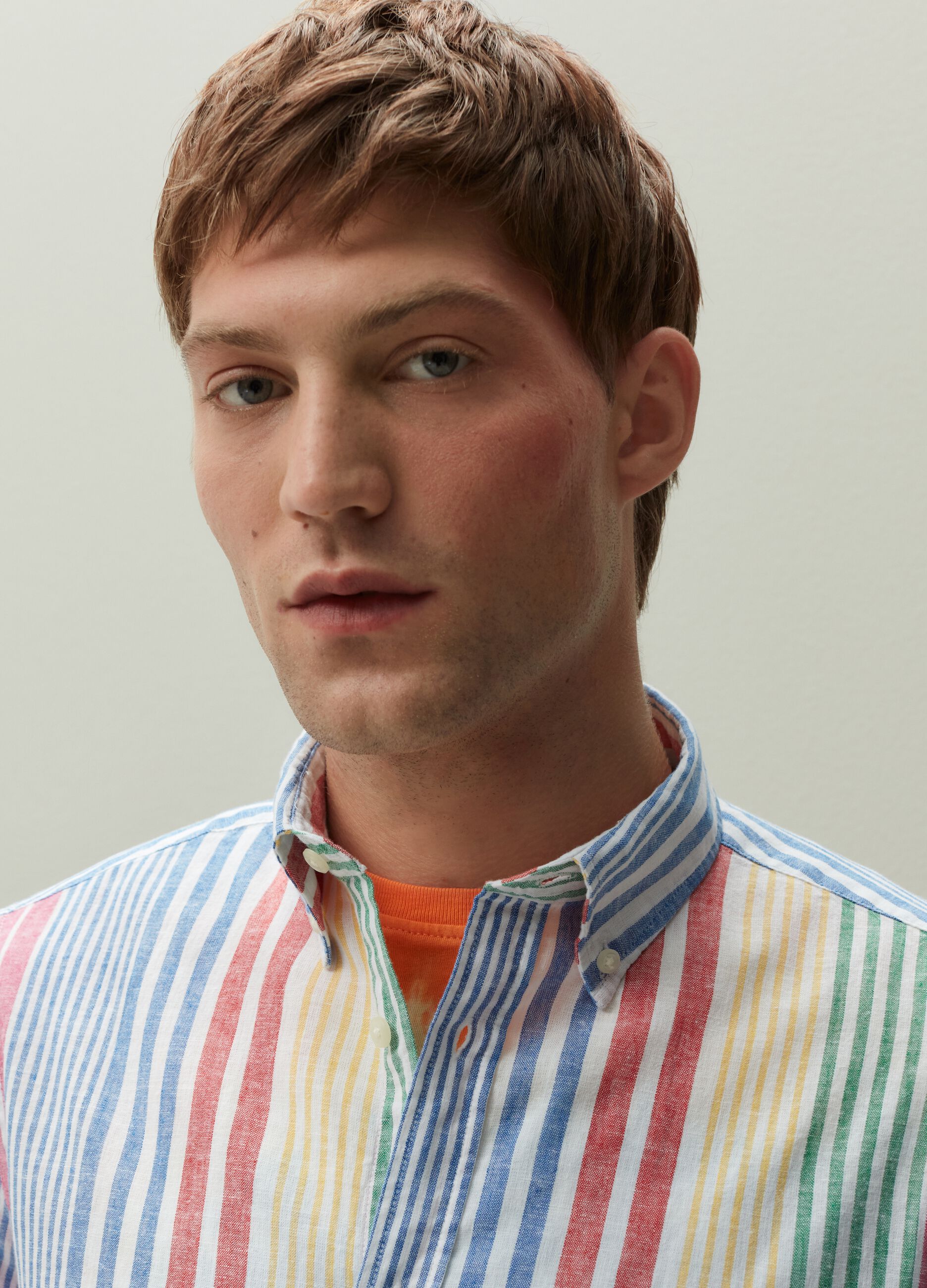 Regular-fit shirt with multicoloured stripes