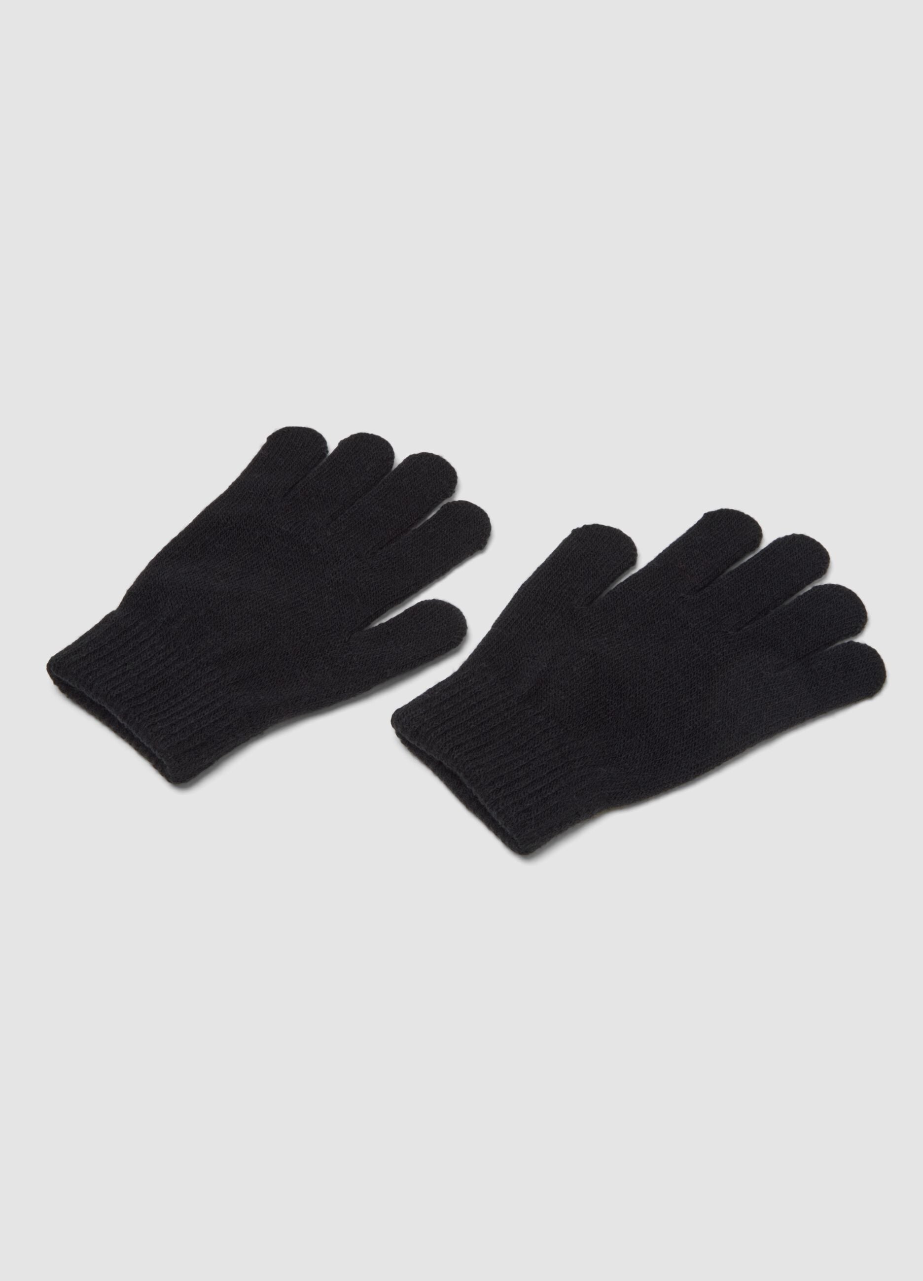 Schwarze Stretchhandschuhe mit Skelett-Print