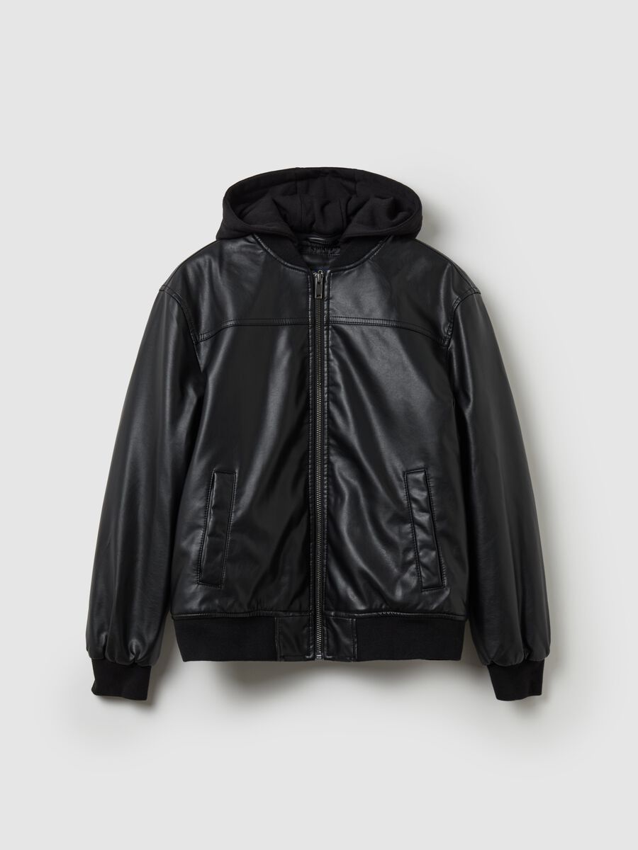 Shiny bomber jacket with hood_3