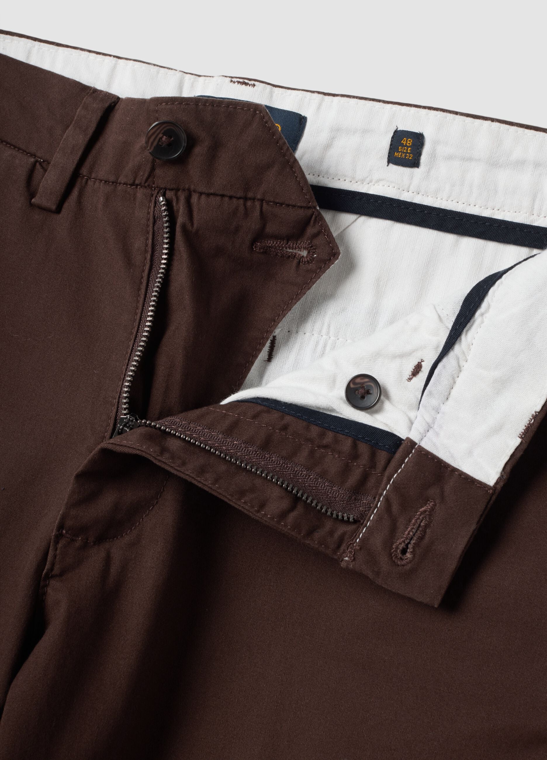 Brown regular-fit stretch cotton twill chino trousers