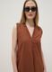 Braunes Mini-Kleid aus reiner Baumwolle in Regular Fit mit gerafftem V-Ausschnitt_3