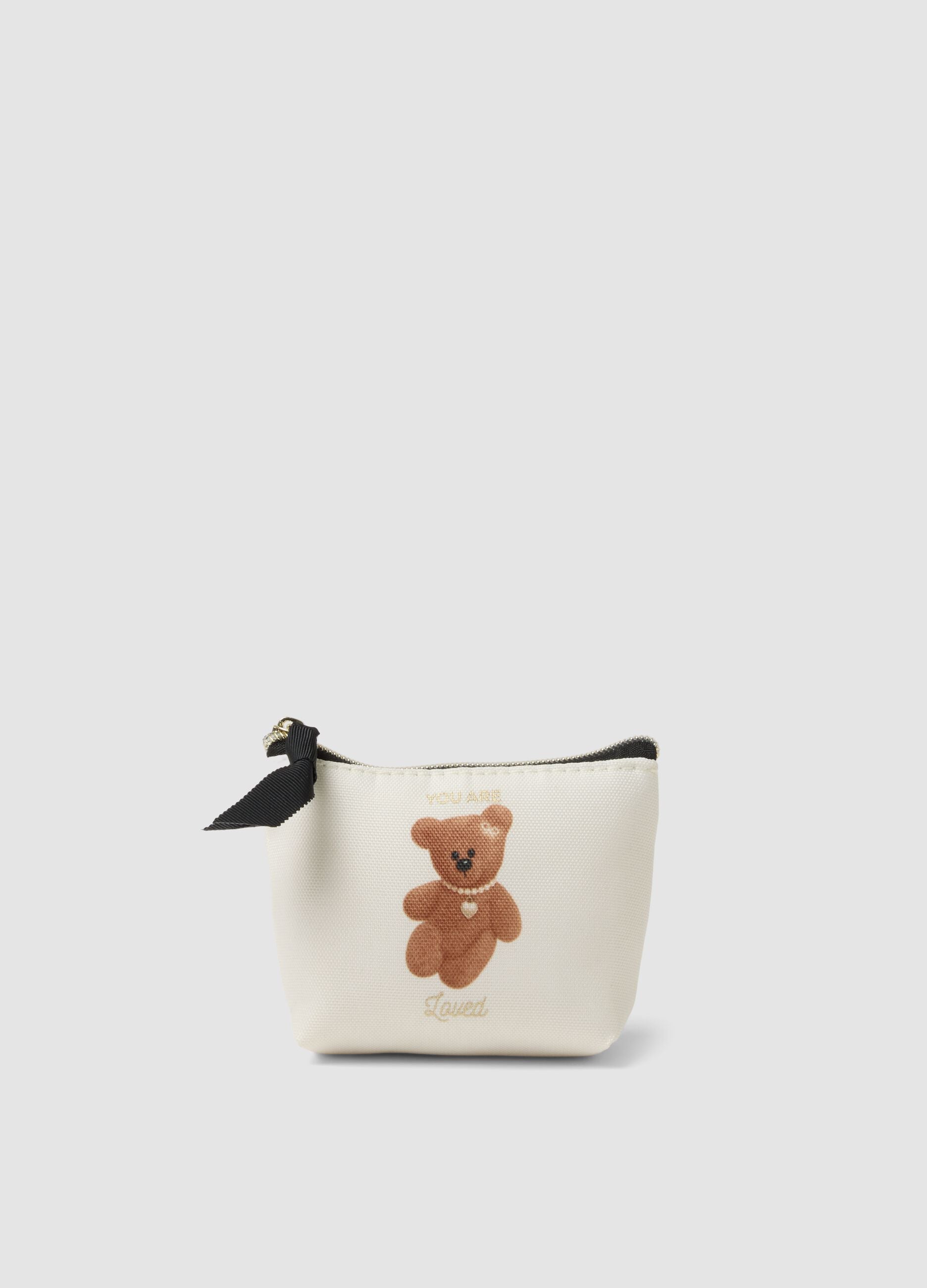 Wei&szlig;e Pochette mit Teddy-Print