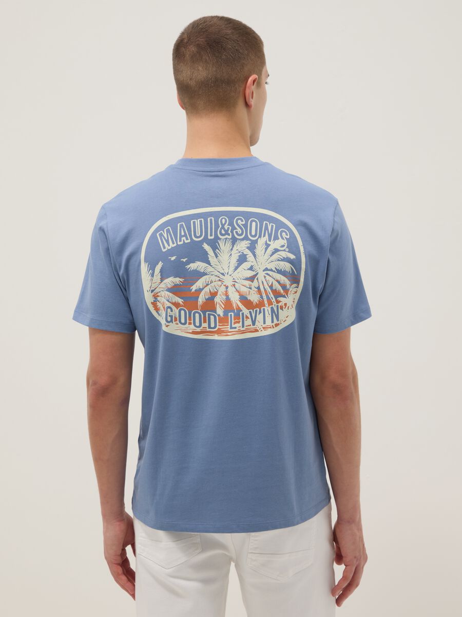 Light blue pure cotton T-shirt with print_2