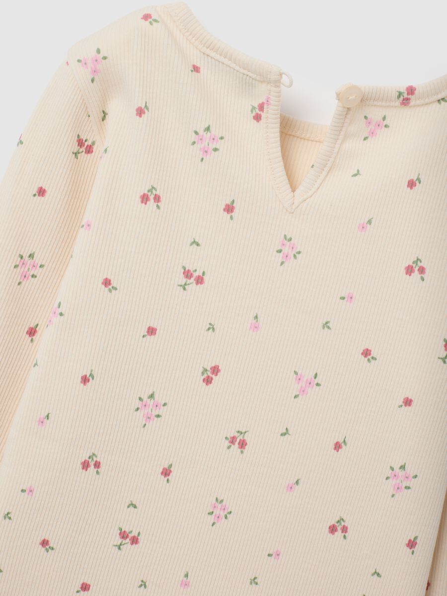 Girls' beige regular fit cotton T-shirt_3