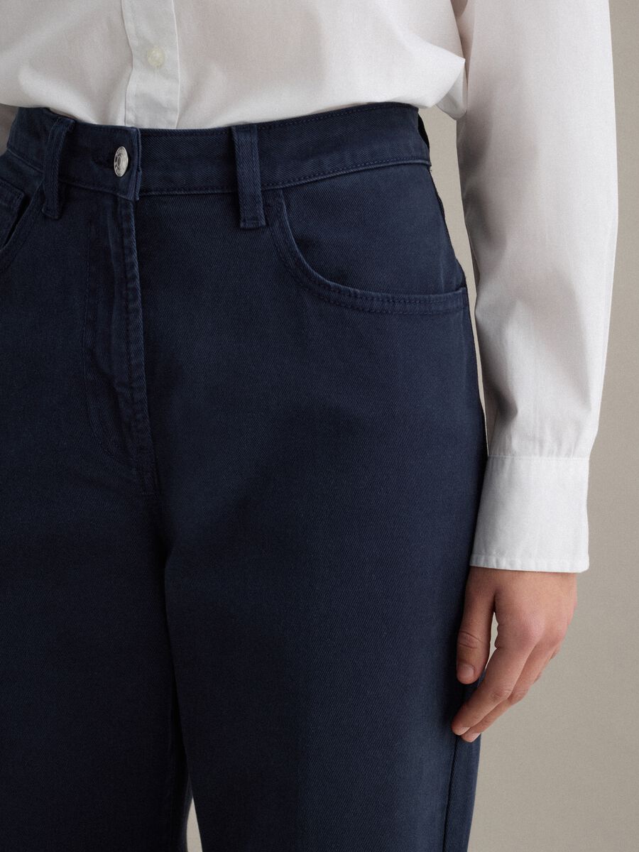 Pantaloni chino dritti in cotone elasticizzato blu_3