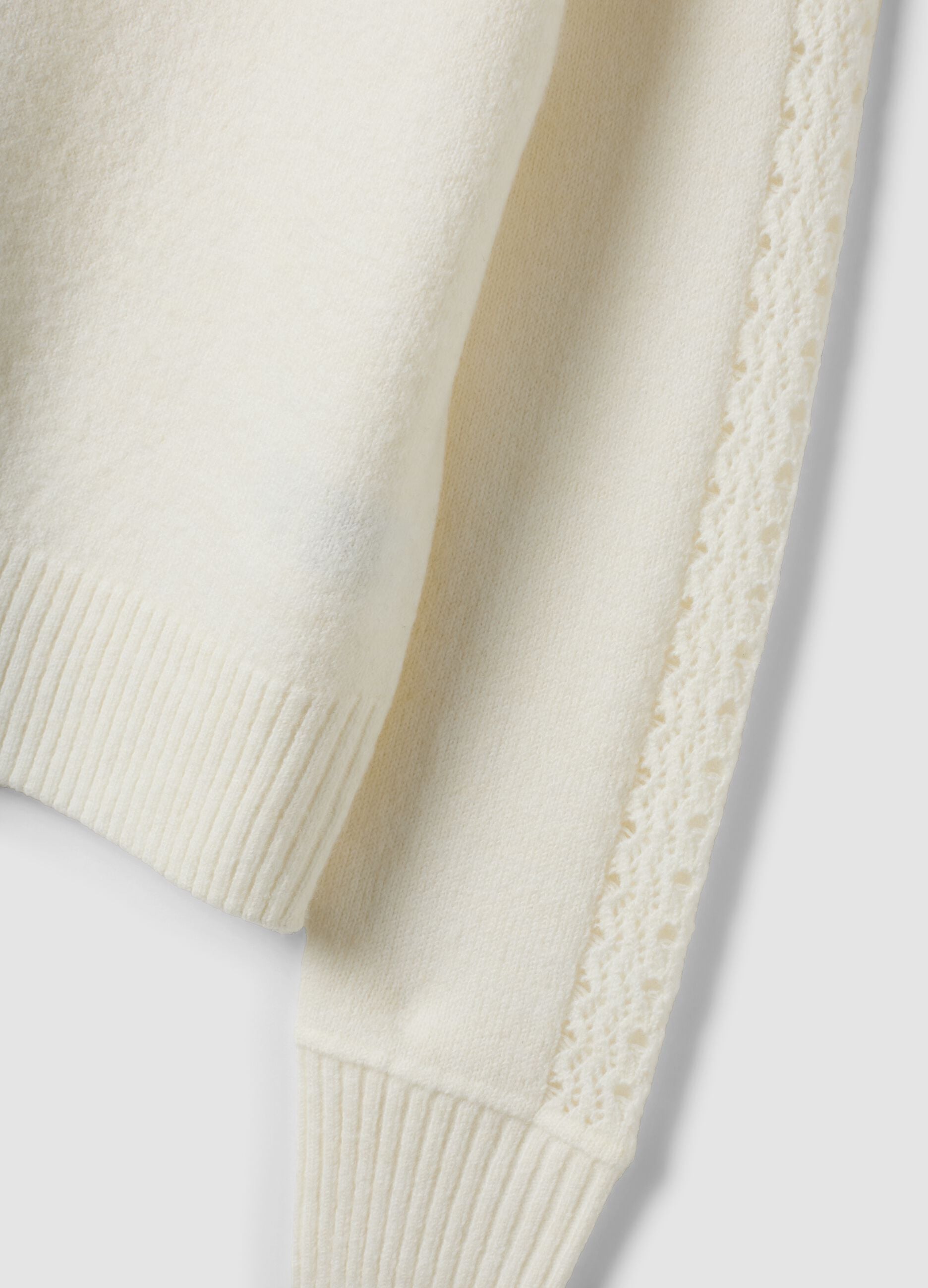 White crew-neck jumper in stretch wool blend
