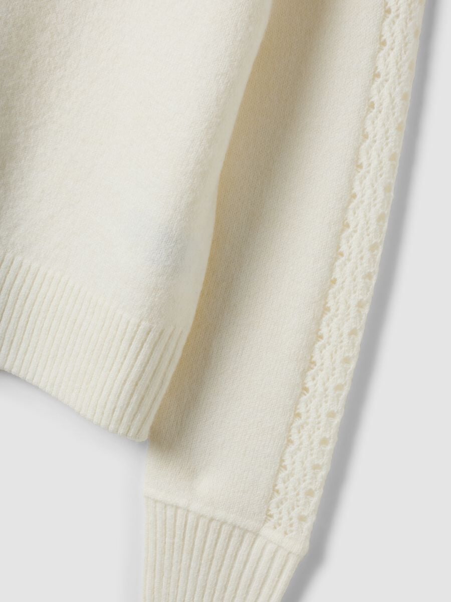 White crew-neck jumper in stretch wool blend_4
