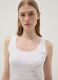 Sleeveless white regular fit cotton pyjama t-shirt_3