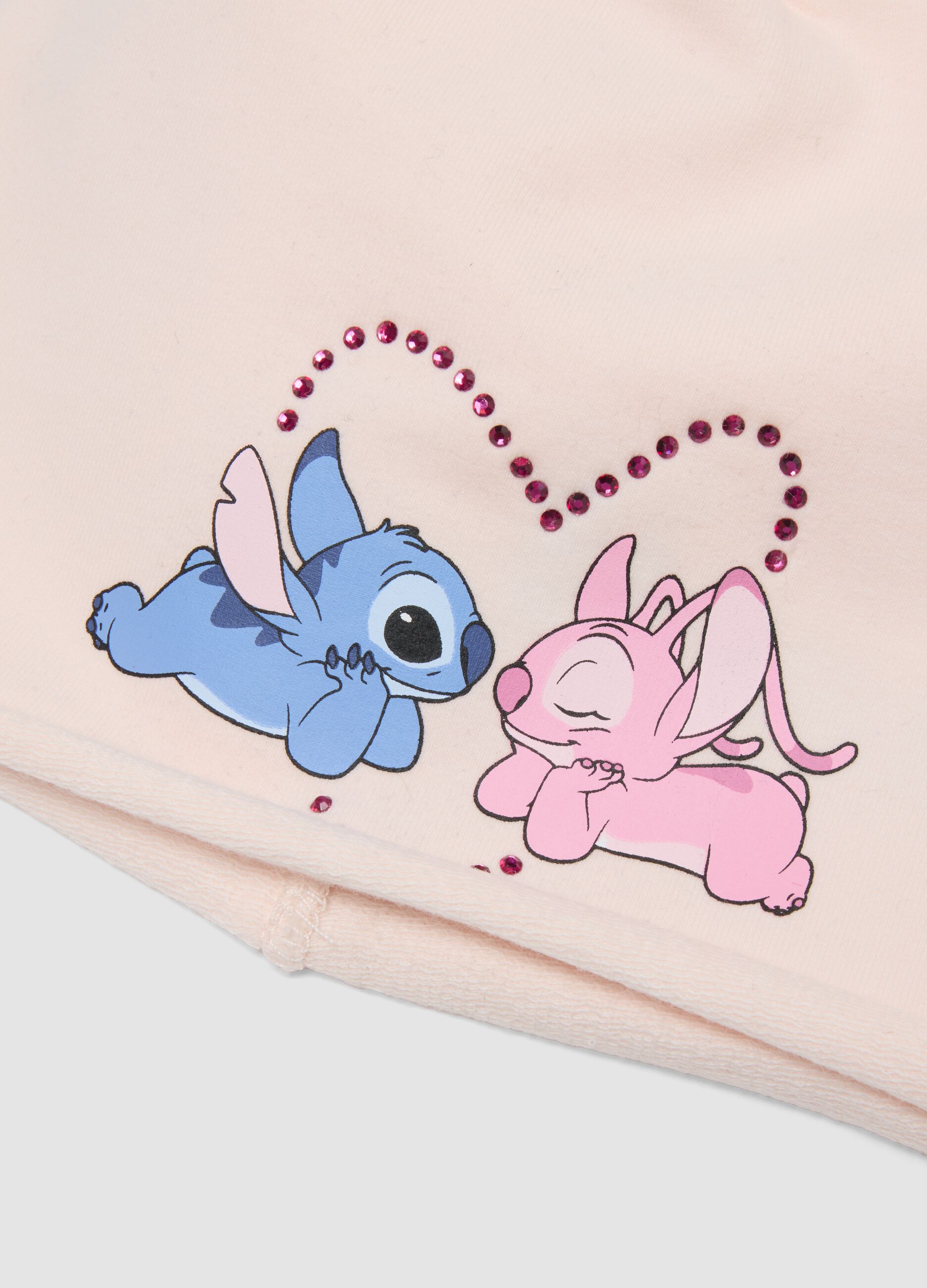 Rosa M&uuml;tze aus elastischem Baumwoll-Jersey mit Lilo & Stitch Print f&uuml;r M&auml;dchen